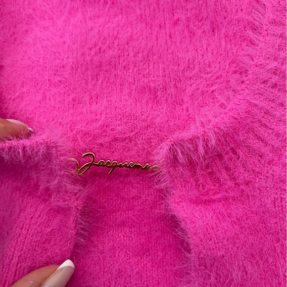 Jacquemus Pink ‘La Maille Neve’ Cropped Short Sleeved Cardigan NWT - Picture 9 of 9